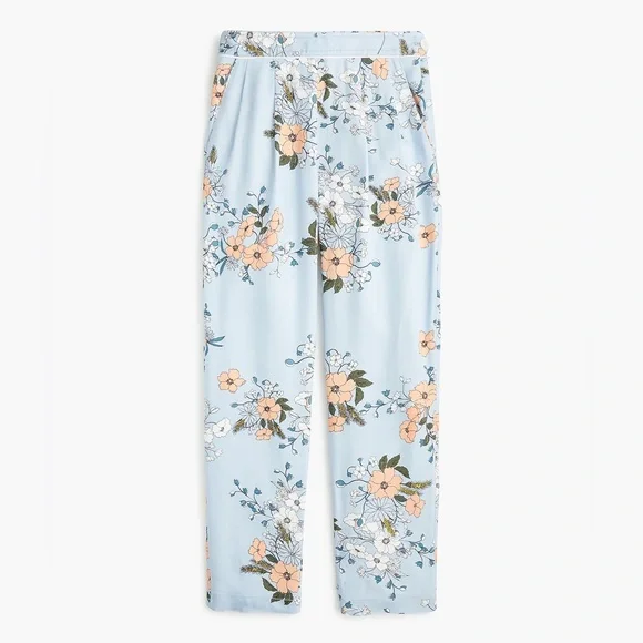 J. Crew Garden Floral Sky Blue Silky High-rise Pocket Pants - Picture 4 of 16